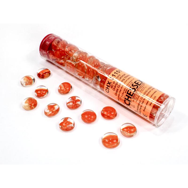 Chessex 1151 Catseye Orange Glass Stones Qty 40 or more in 5 1/2" Tube