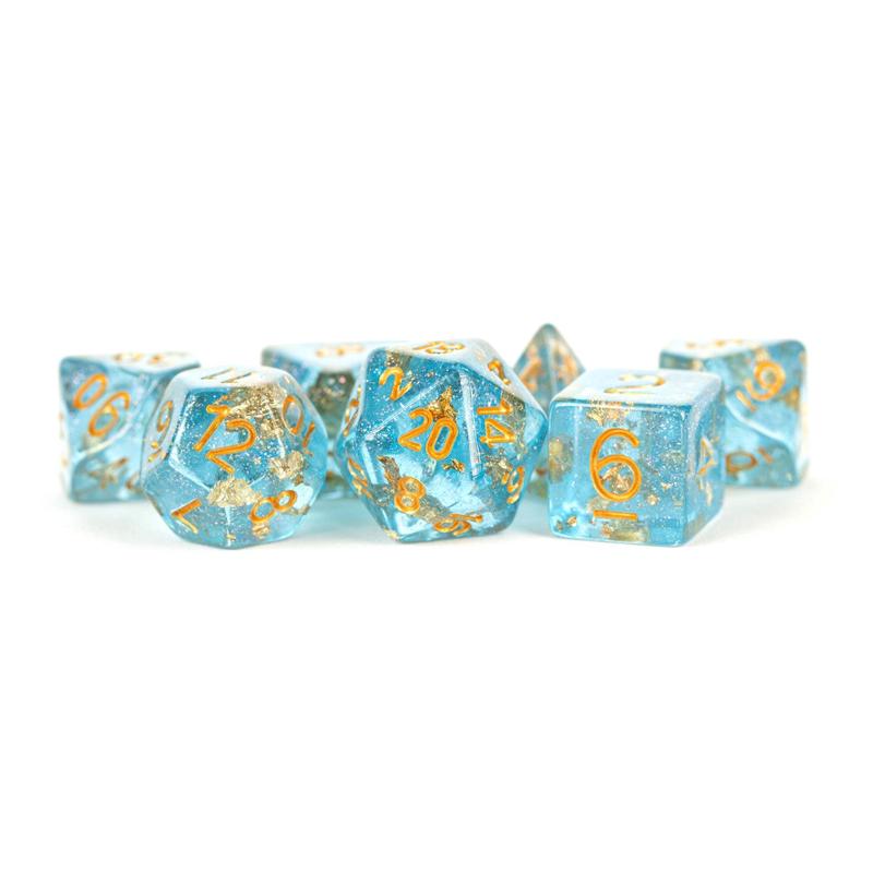 MDG MDG618 Resin Polyhedral Dice Set: Blue w/ Gold Foil