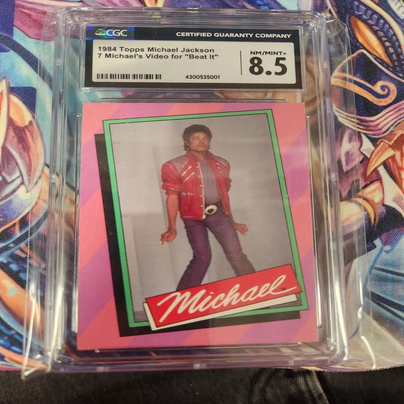1984 Michael Jackson MJJ Productions Inc. Trading Card or Sticker Single REPACK - (Graded 7 to 8.5, Various Grading Companies, Randomly Selected, Stock Photo - Will Not Get Card In Picture)