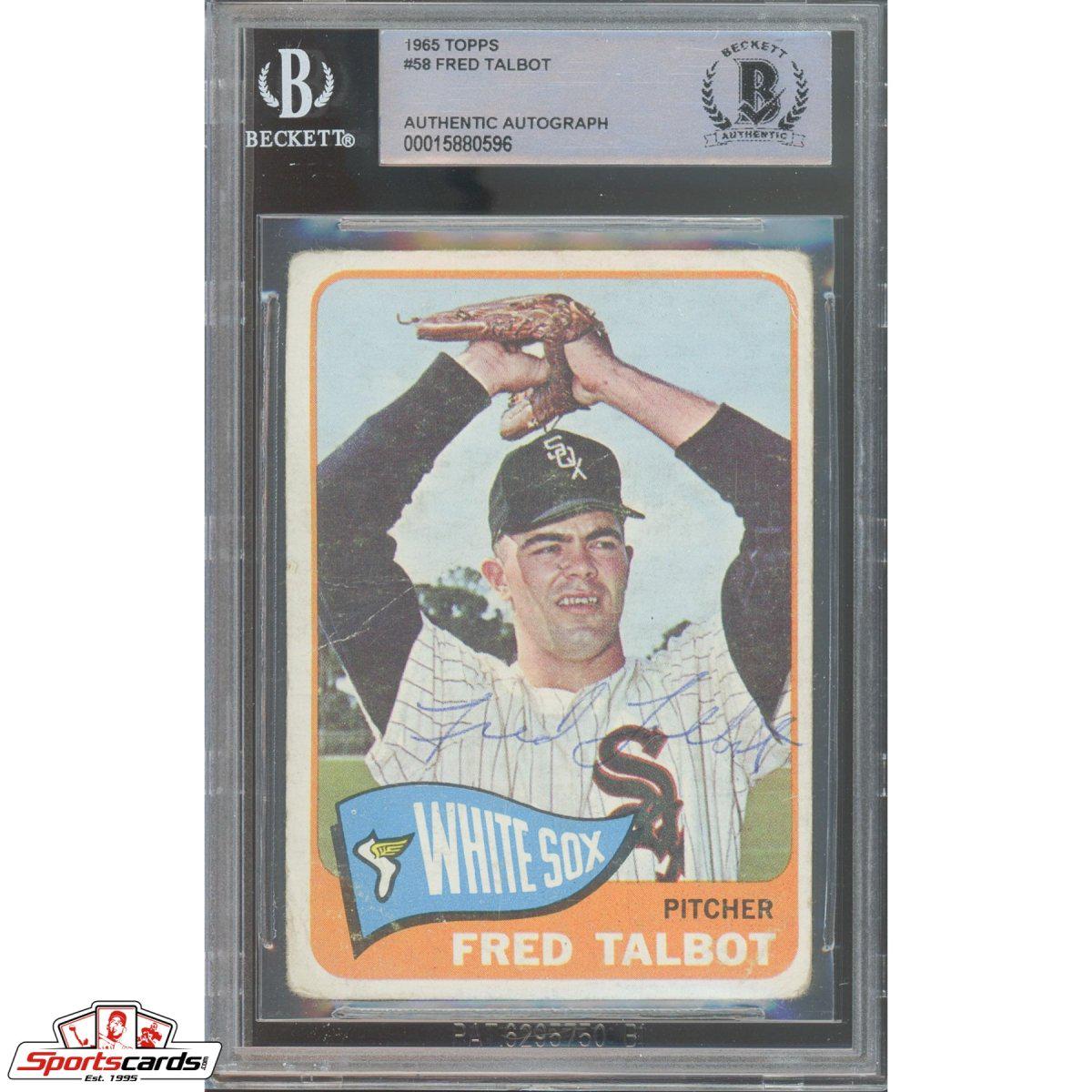1965 Topps #58 Fred Talbot Signed Auto Beckett BAS Yankees Pilots