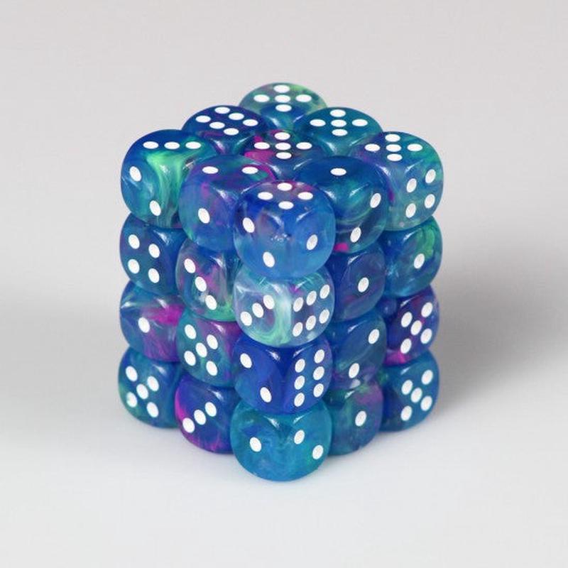 Chessex 27946 Festive 12mm d6 Waterlily/white Dice Block (36 dice)