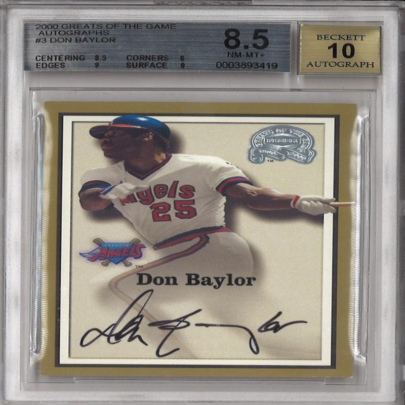 2000 Fleer Greats Of The Game Don Baylor Autograph BGS 8.5