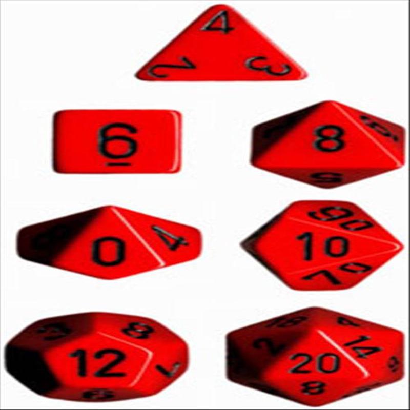 Chessex 25414 Opaque Polyhedral Red/black 7-Die Set