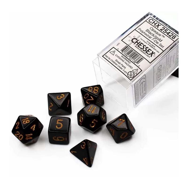 Chessex 25428 Opaque Polyhedral Black/Gold 7-Die Set