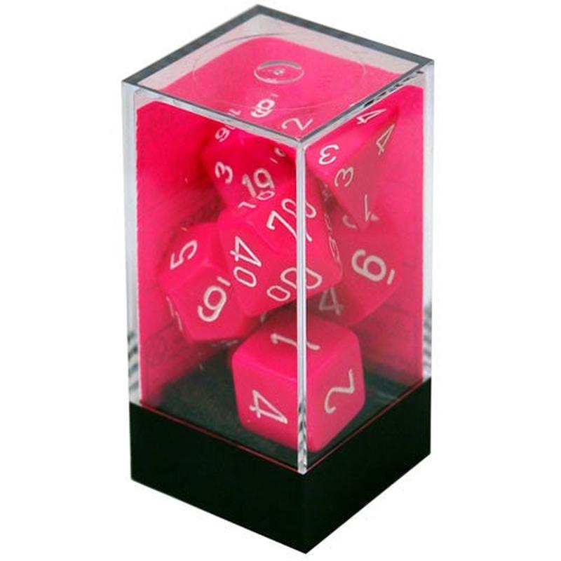 Chessex 25444 Opaque Polyhedral Pink/white 7-Die Set