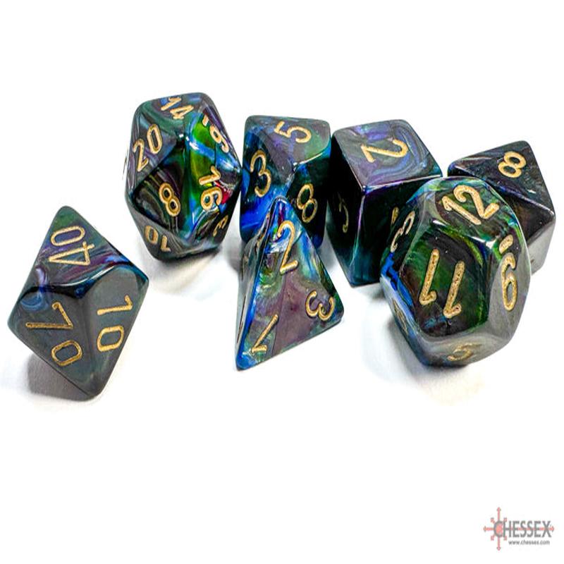 Chessex 27499 Lustrous Shadow w/gold Signature Polyhed