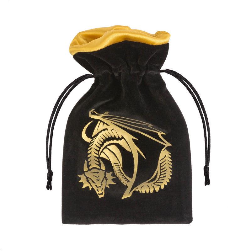 Q Workshop BDRA201 Dragon Black & golden Velour Dice Bag
