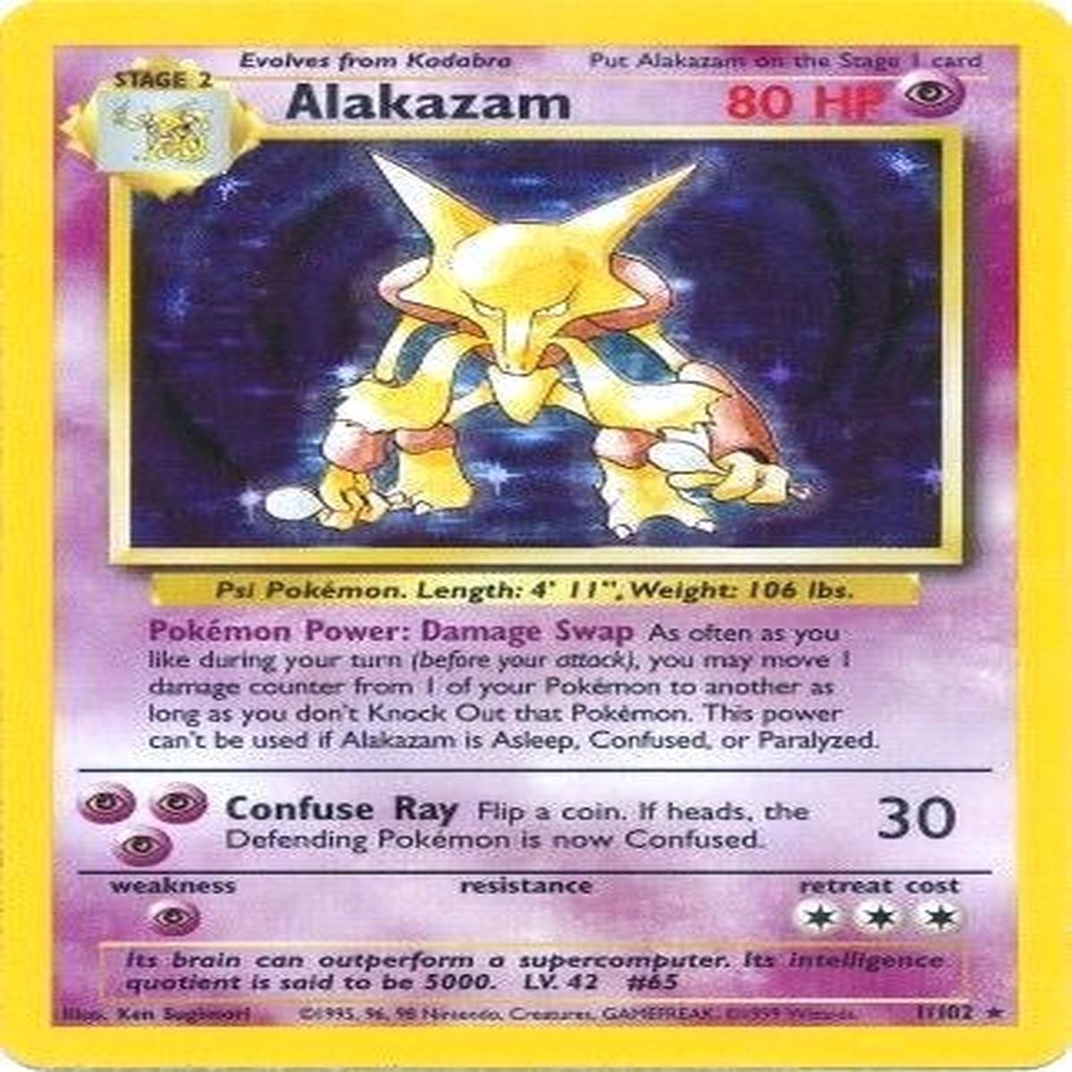 Alakazam HOLO Base Set #1/102 Pokemon Trading Card