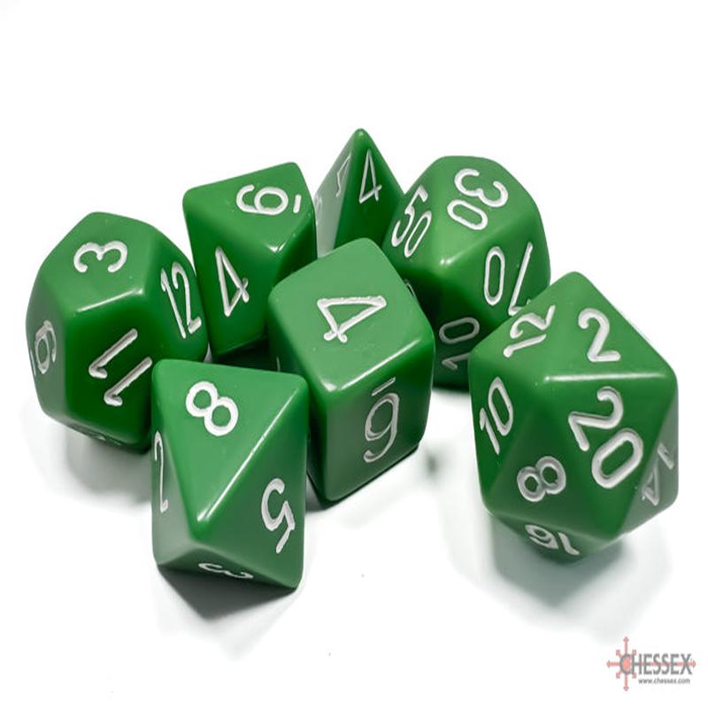 Chessex 25405 Green w/white Opaque Polyhedral 7-Die Se