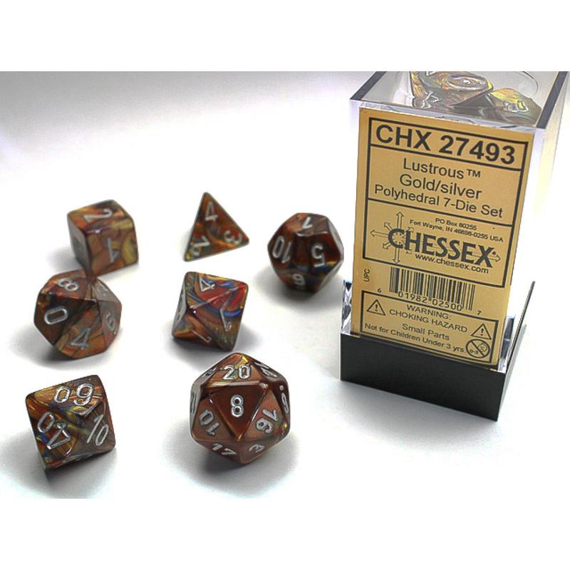 Chessex 27493 Lustrous Gold w/silver Classic Polyhedra