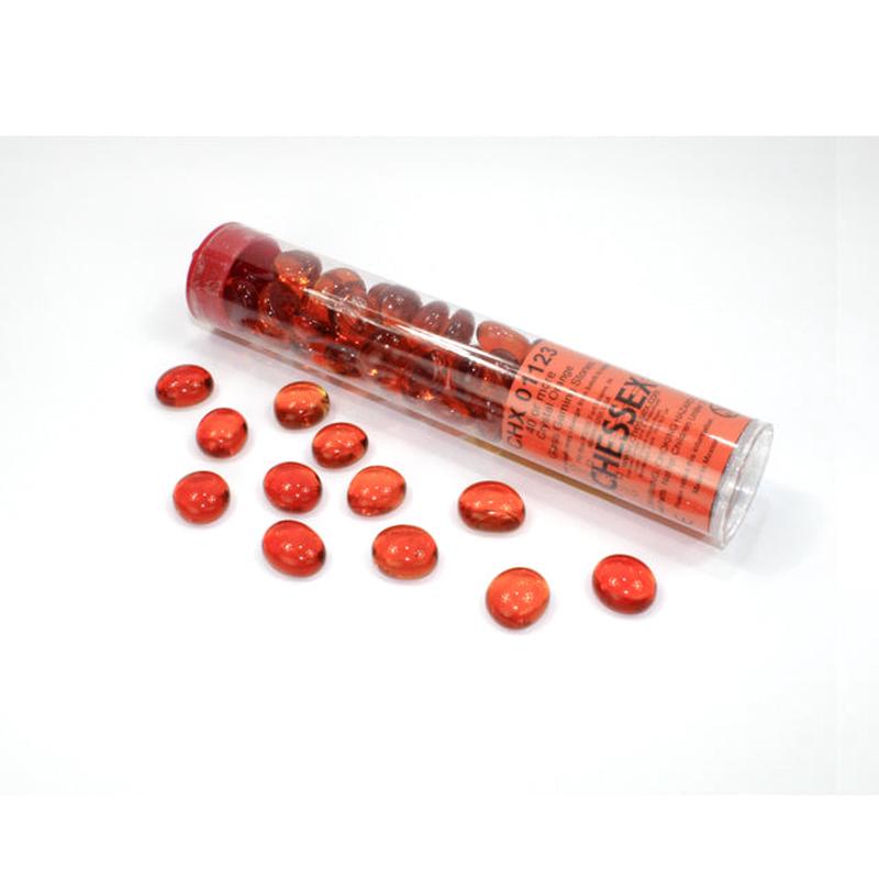 Chessex 1123 Translucent Orange Glass Stones Qty 40 or more in 5 1/2" Tube