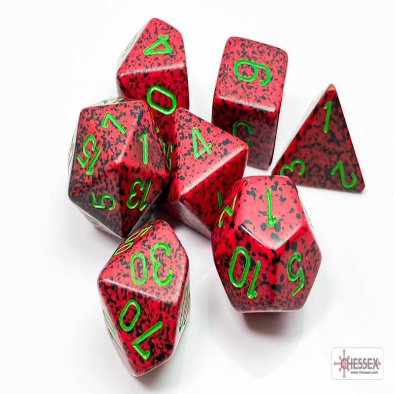Chessex 25304 Strawberry Speckled Polyhedral 7-Die Set