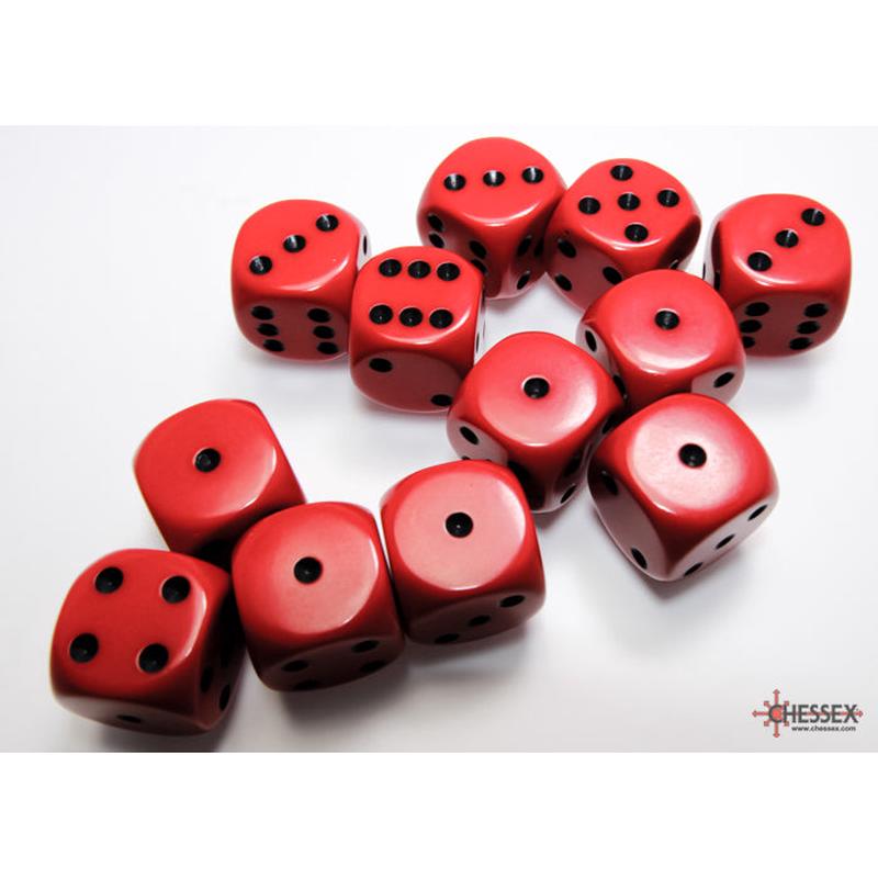 Chessex 25614 Opaque 16mm d6 Red/black Dice Block (12 dice)