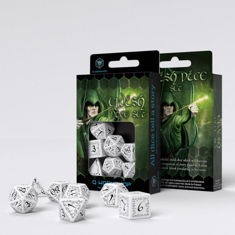 Q Workshop SELV02 Elvish White & black Dice Set