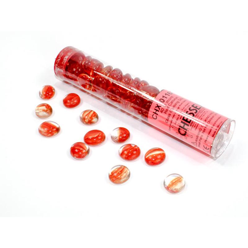 Chessex 1164 Catseye Red Glass Stones Qty 40 or more in 5 1/2" Tube