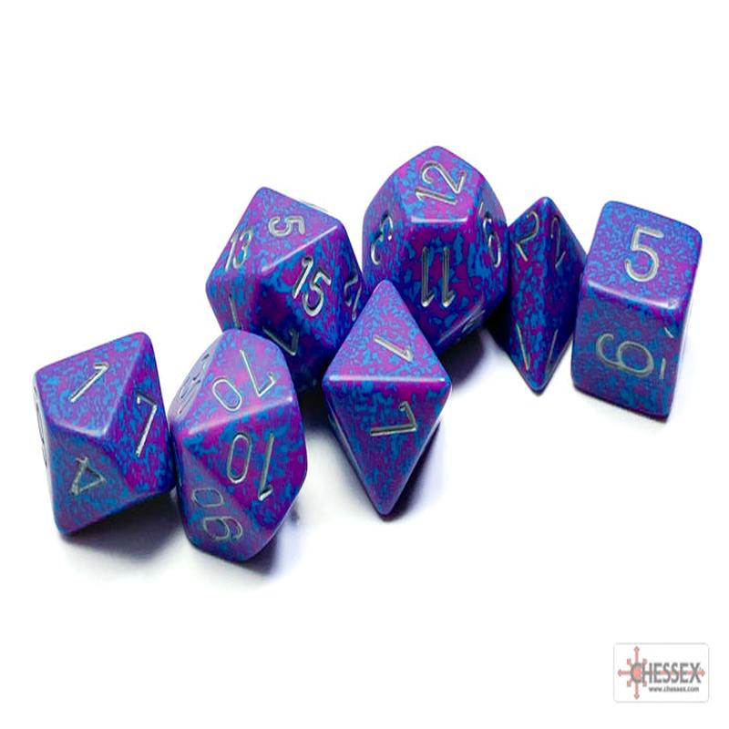Chessex 25347 Silver Tetra Speckled Polyhedral 7-Die S