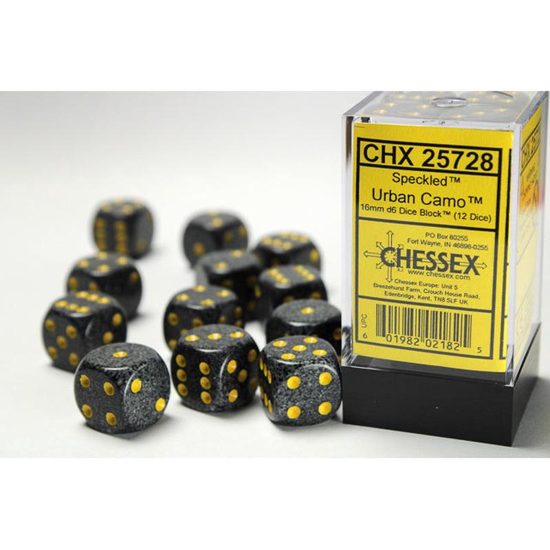 Chessex 25728 Speckled 16mm d6 Urban Camo Dice Block (12 dice)