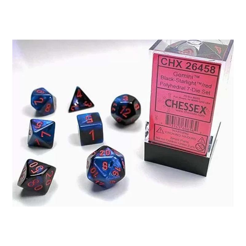 Chessex 26458 Gemini Black-Starlight w/Red Classic Pol