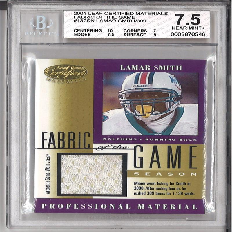 2001 Leaf Certified Materials Lamar Smith Fabric Of The Game BGS 7.5
