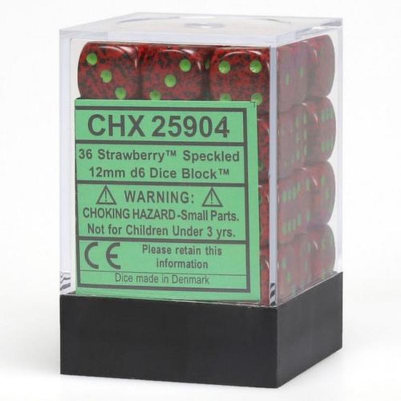Chessex 25904 Speckled 12mm d6 Strawberry Dice Block (36 dice)