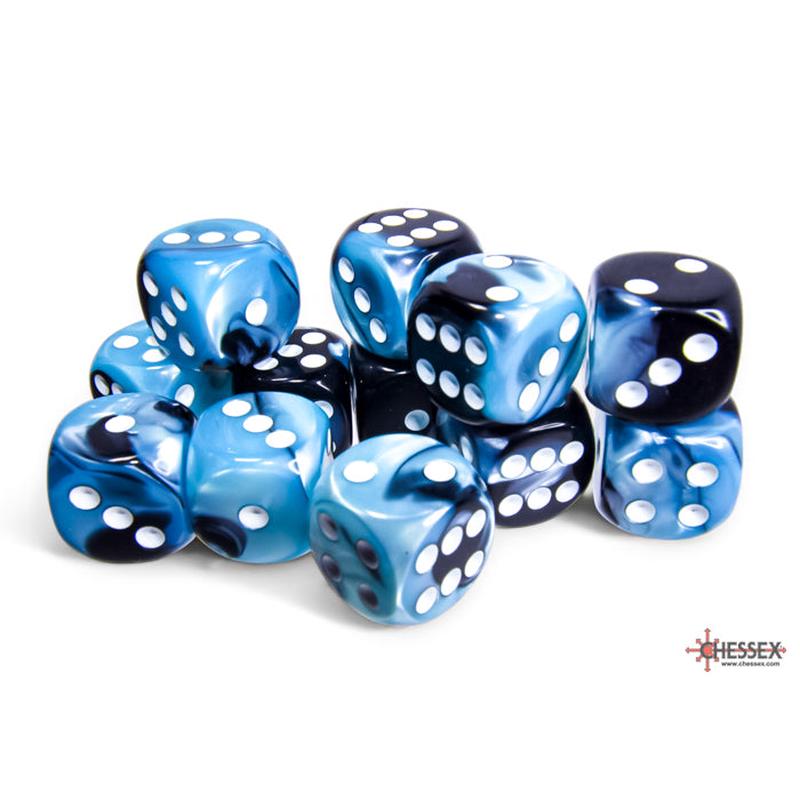 Chessex 26646 Gemini 16mm d6 Black-Shell/white Dice Block (12 dice)