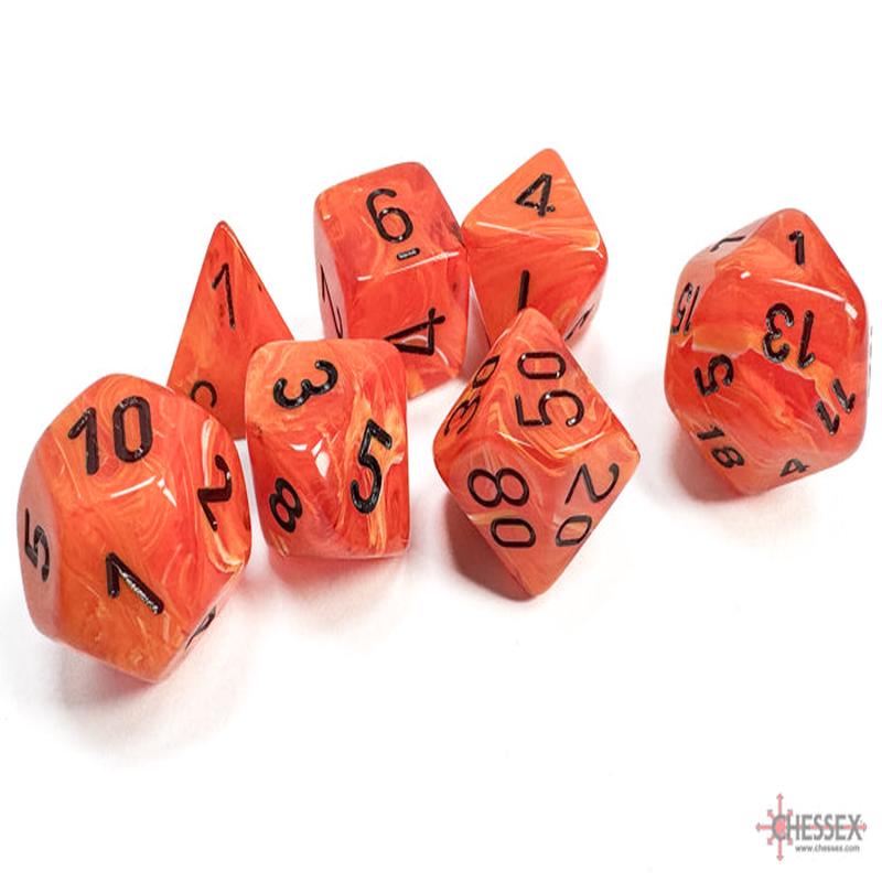Chessex 27433 Vortex Orange w/black Classic Polyhedral