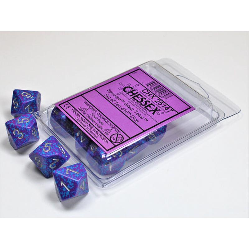 Chessex 25147 Speckled Silver Tetra Set of Ten d10s