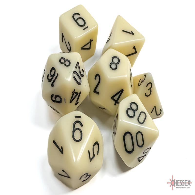 Chessex 25400 Ivory w/black Opaque Polyhedral 7-Die Se