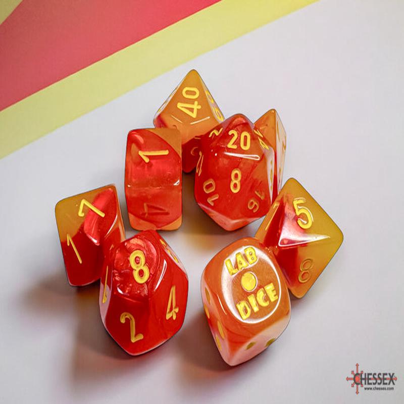 Chessex 30051 Gemini Polyhedral Gellow-Red/yellow Luminary 7-Die Set (with bonus die)
