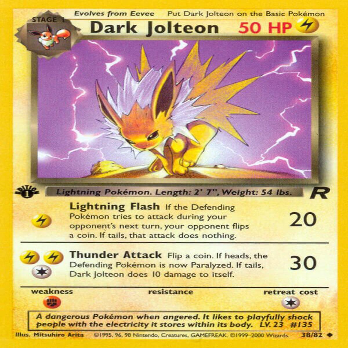 Dark Jolteon 1st EDITION Team Rocket #38/82 Pokemon Trading Card