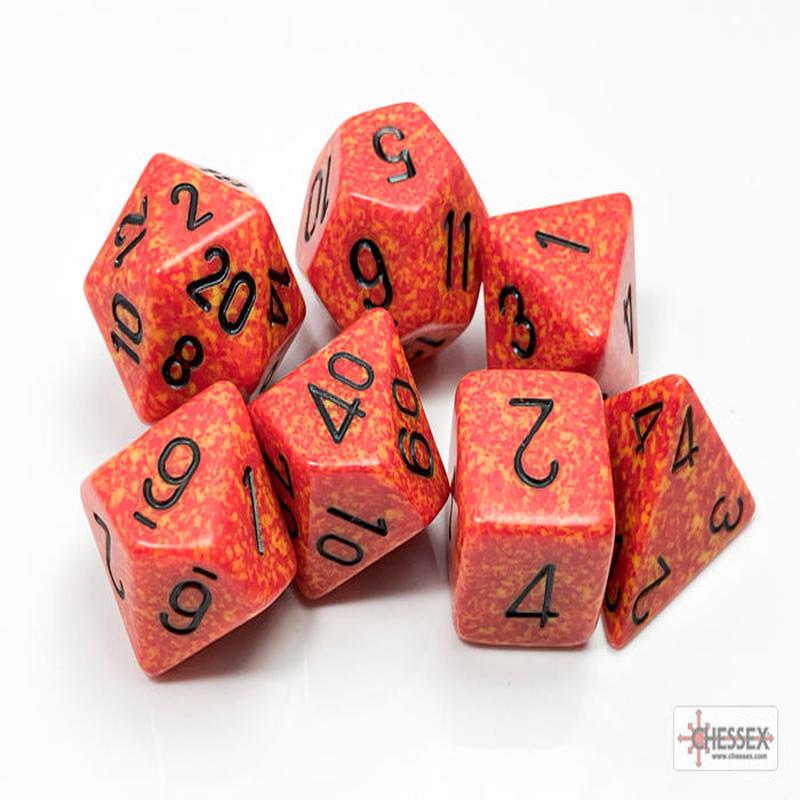 Chessex 25303 Fire Speckled Polyhedral 7-Die Set