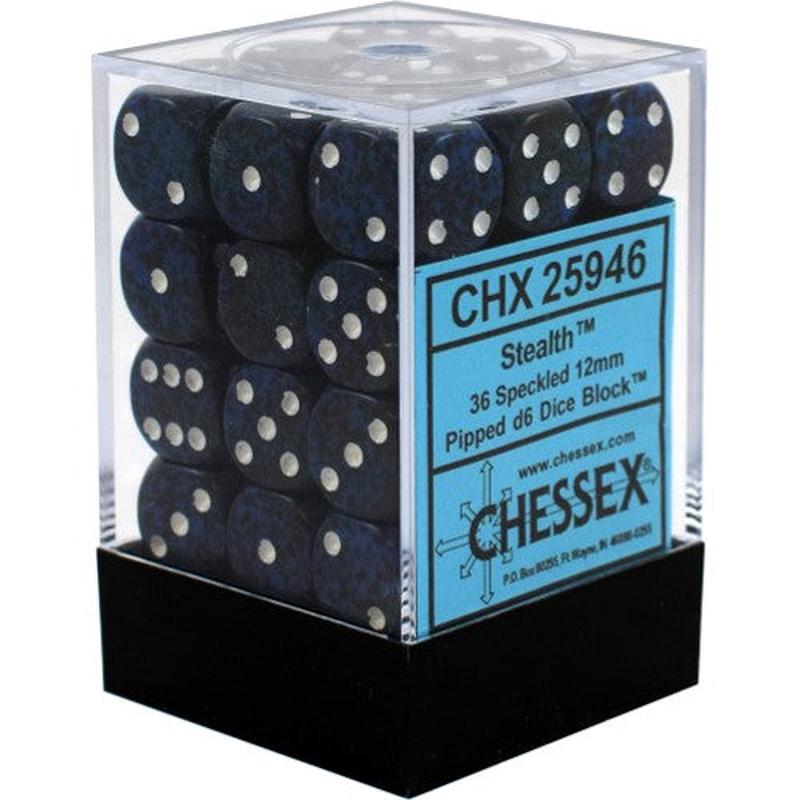 Chessex 25946 Speckled 12mm d6 Stealth Dice Block (36 dice)