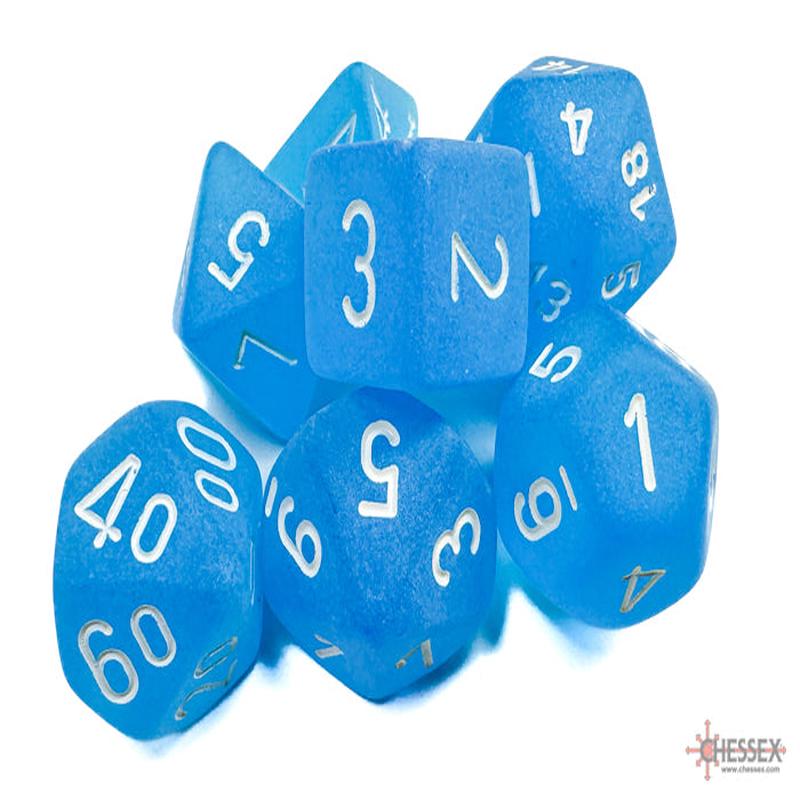 Chessex 27416 Frosted Caribbean Blue w/wht Classic Pol