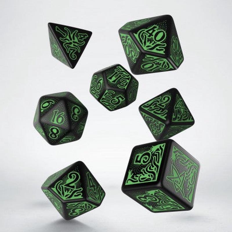 Q Workshop SCTR06 Call of Cthulhu 7th Edition Black & green Dice Set