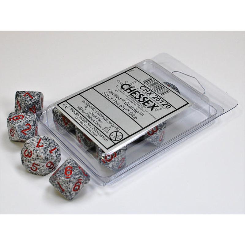 Chessex 25120 Speckled Granite Set of Ten d10s