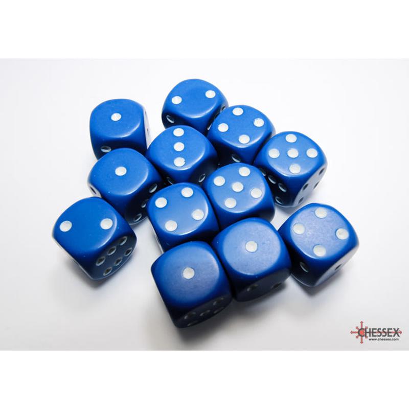 Chessex 25606 Opaque 16mm d6 Blue/white Dice Block (12 dice)