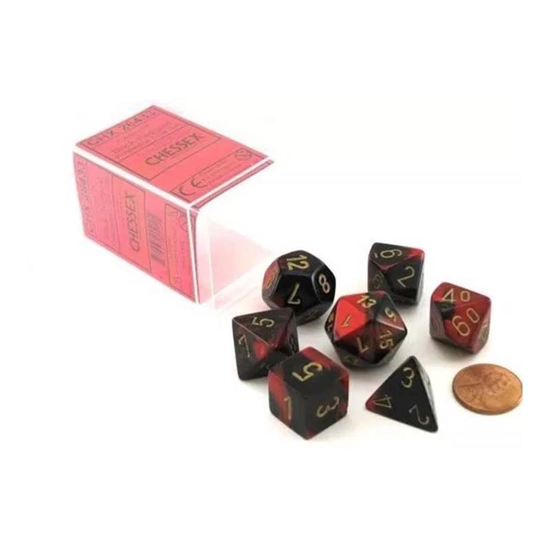 Chessex 26433 Gemini Black-Red/Gold 7-Die Set