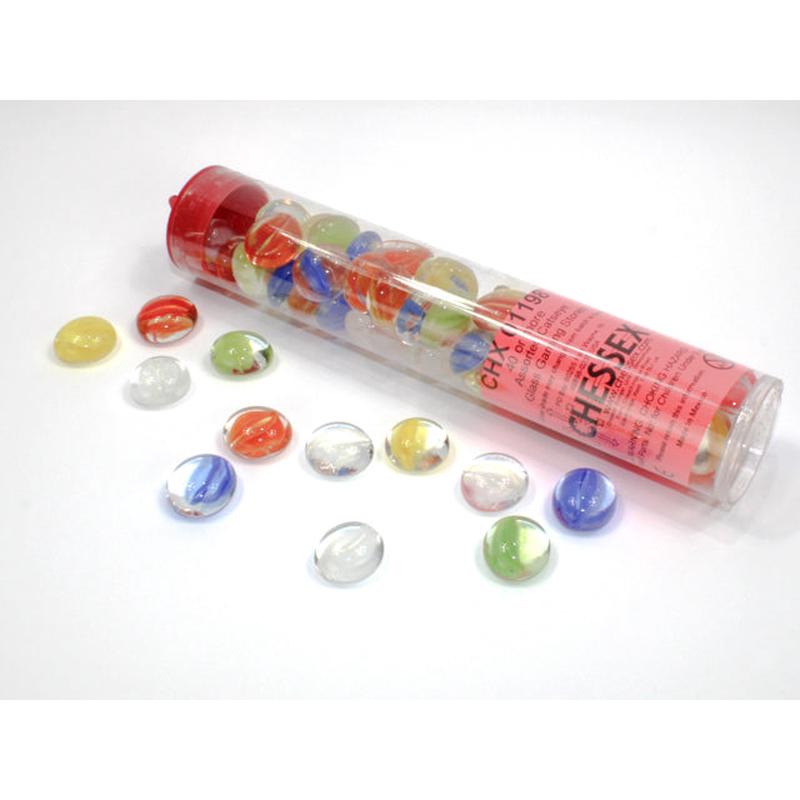 Chessex 1198 Catseye Assorted Colors Glass Stones Qty 40 or more in 5 1/2" Tube