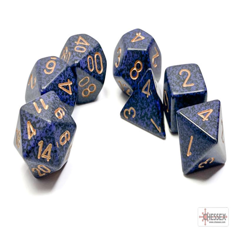 Chessex 25337 Golden Cobalt Speckled Polyhedral 7-Die