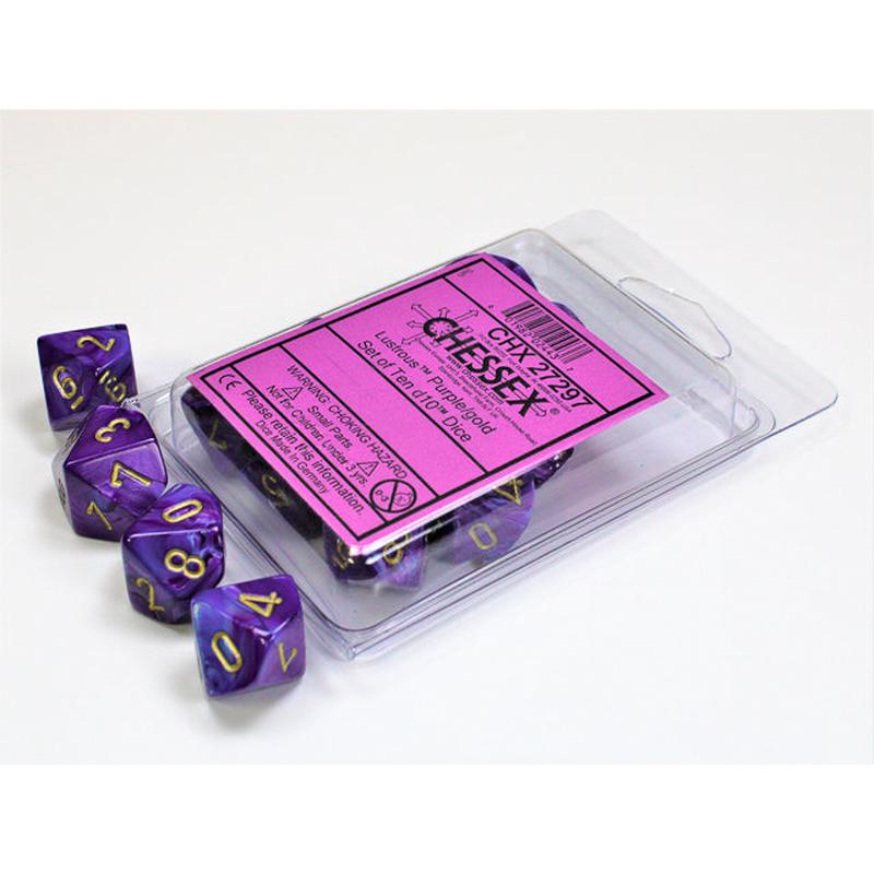 Chessex 27297 Lustrous Purple/gold Set of Ten d10s