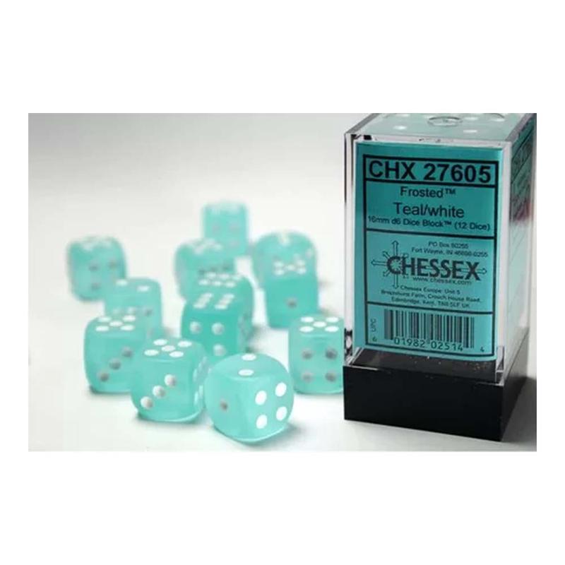 Chessex 27605 Signature 16mm d6 (12 Dice) Frosted Teal