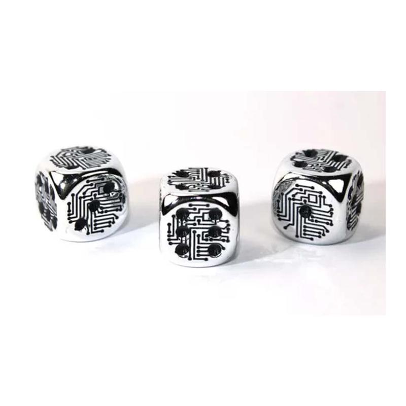 Chessex CV0046 Silver Circuit Design d6 (Metal Plated)