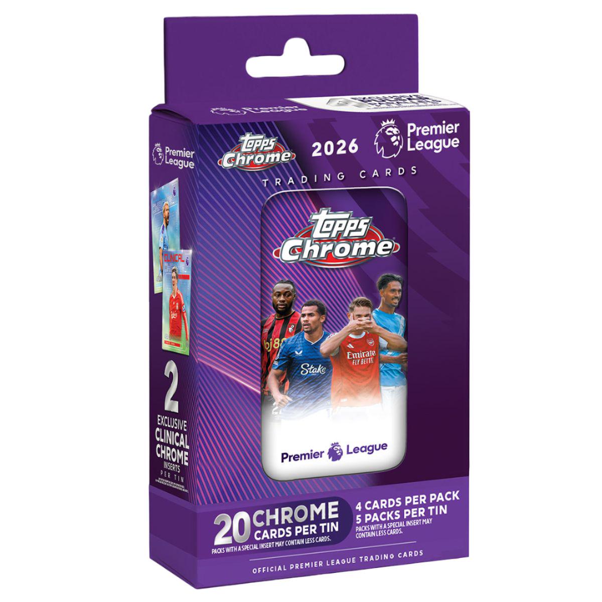 Topps Chrome 2026 Premier League Trading Cards Tin
