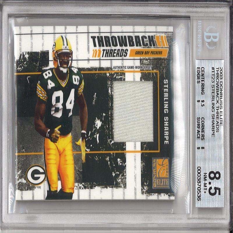 2003 Donruss Elite Sterling Sharpe Throwback Threads #157/250 BGS 8.5