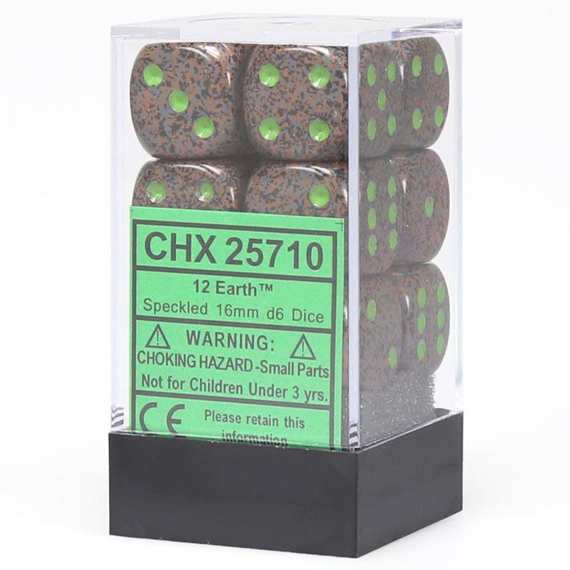 Chessex 25710 Speckled 16mm d6 Earth Dice Block (12 dice)