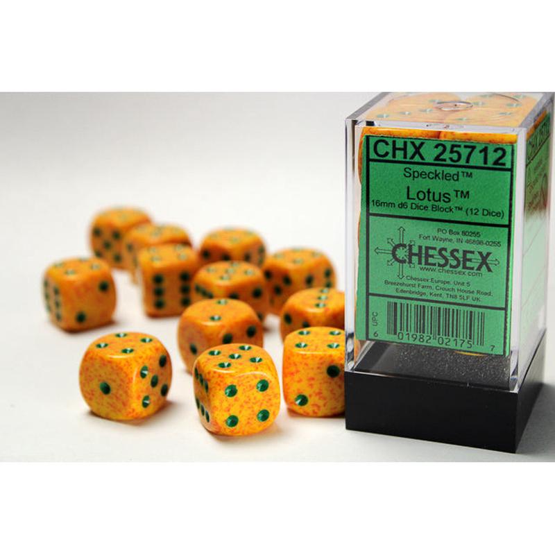 Chessex 25712 Speckled 16mm d6 Lotus Dice Block (12 dice)