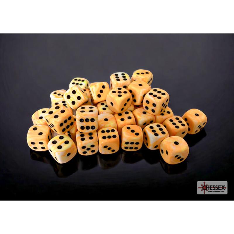 Chessex 27853K Festive 12mm d6 w/pips Sunburst/black Dice Block