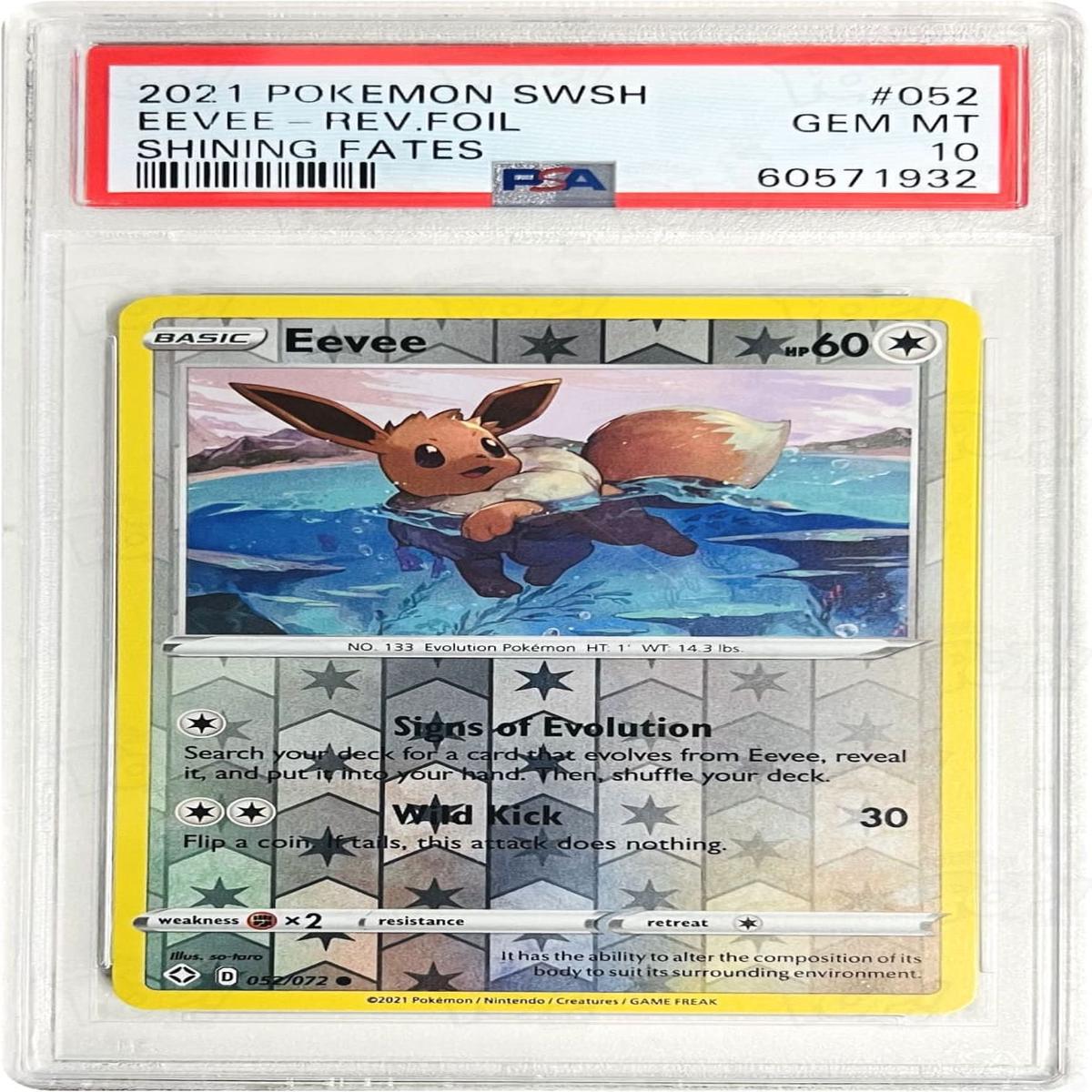 Pokemon TCG: Shining Fates Eevee 052/072 / Reverse Holo PSA 10