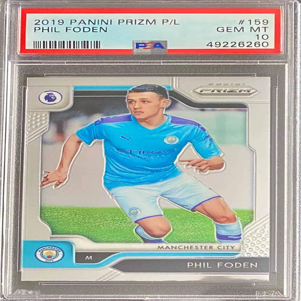 Graded 2019 Panini Prizm Premier League Phil Foden #159 Soccer Card PSA 10 Gem Mint