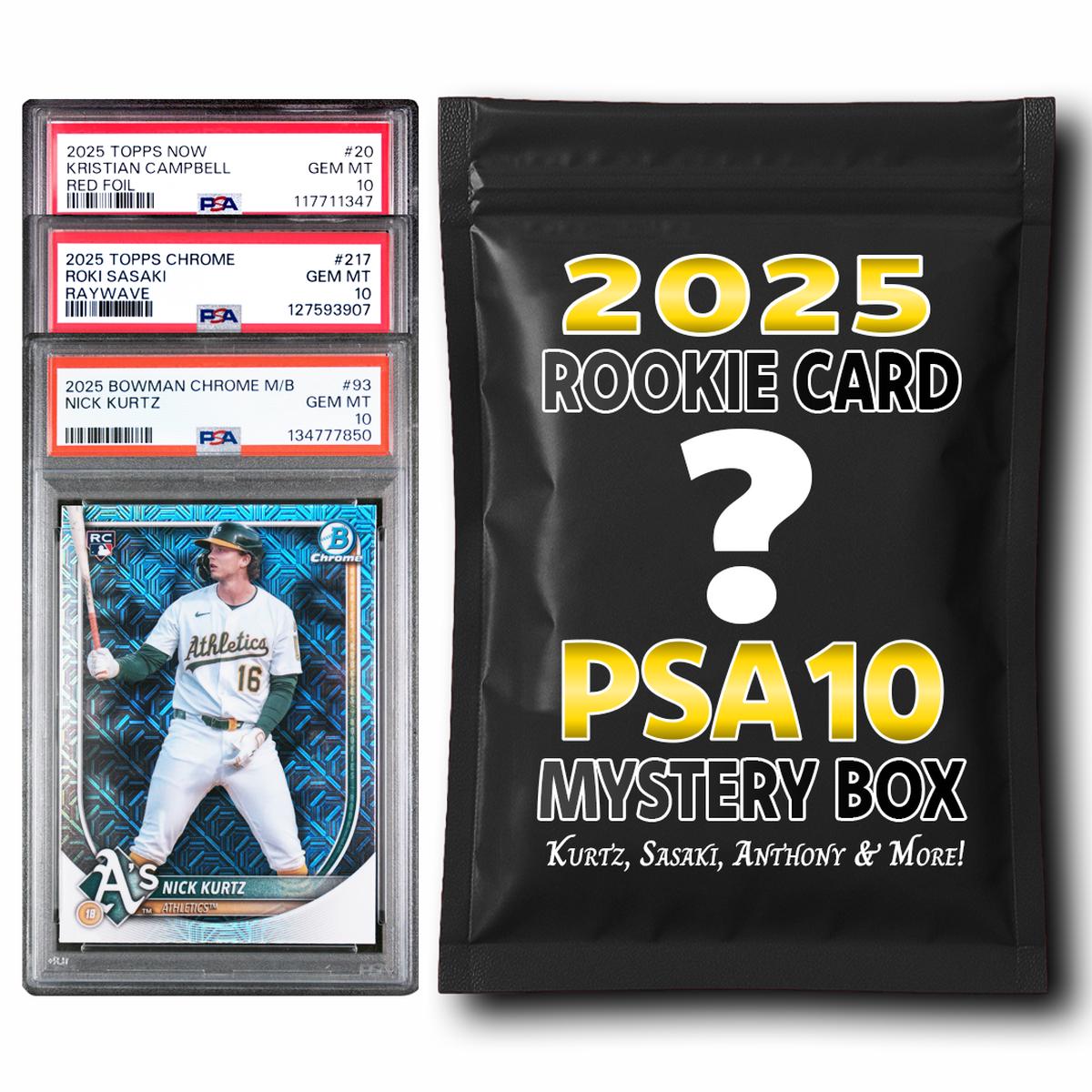 PSA 10 Graded 2025 MLB Baseball Rookie Card Mystery Box (Kurtz, Misiorowski, Anthony, Roki & More!)